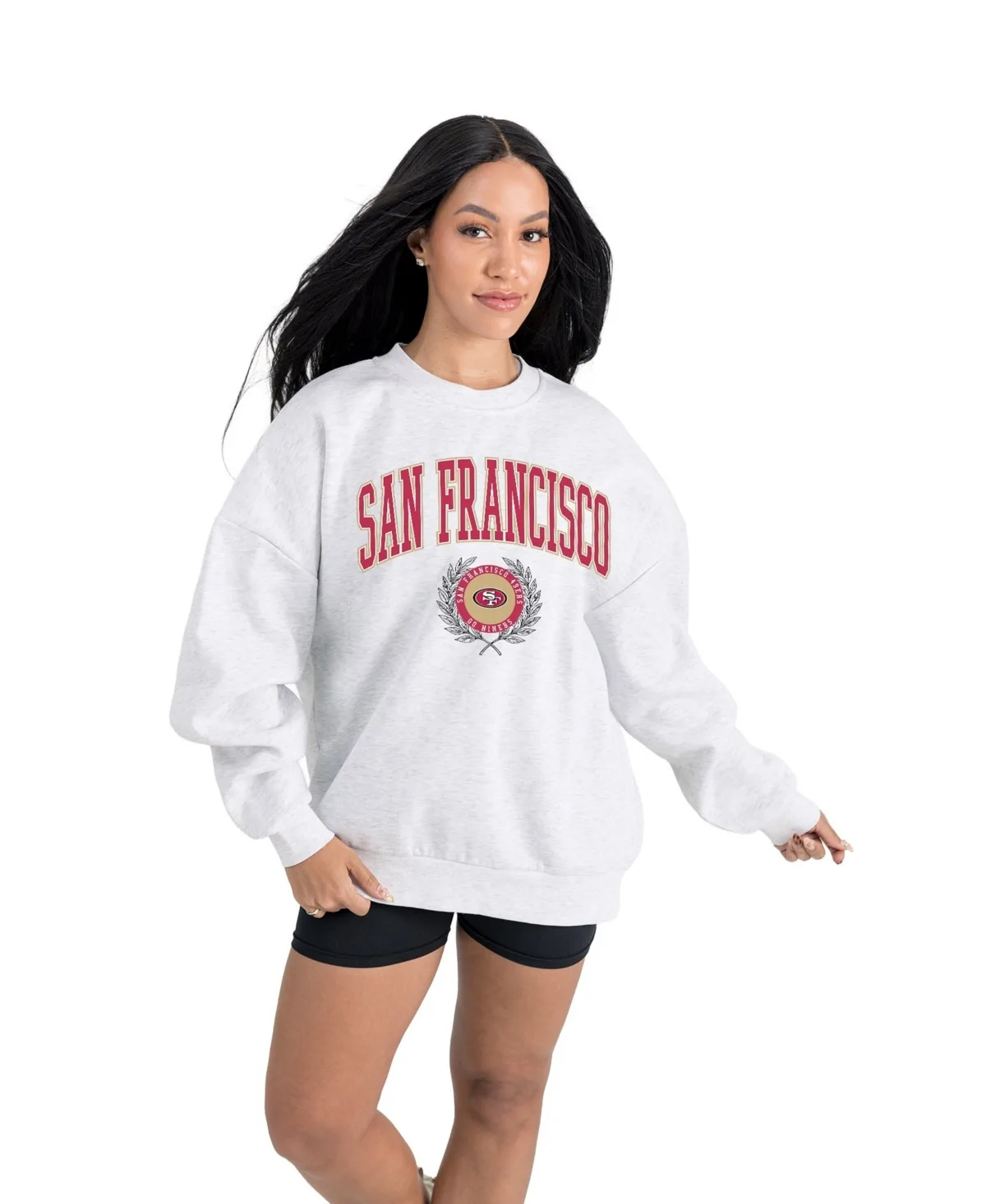 San Francisco 49ers Traditional Logo Oversized Premium Fleece Pullover Sweatshirt by Gameday Couture