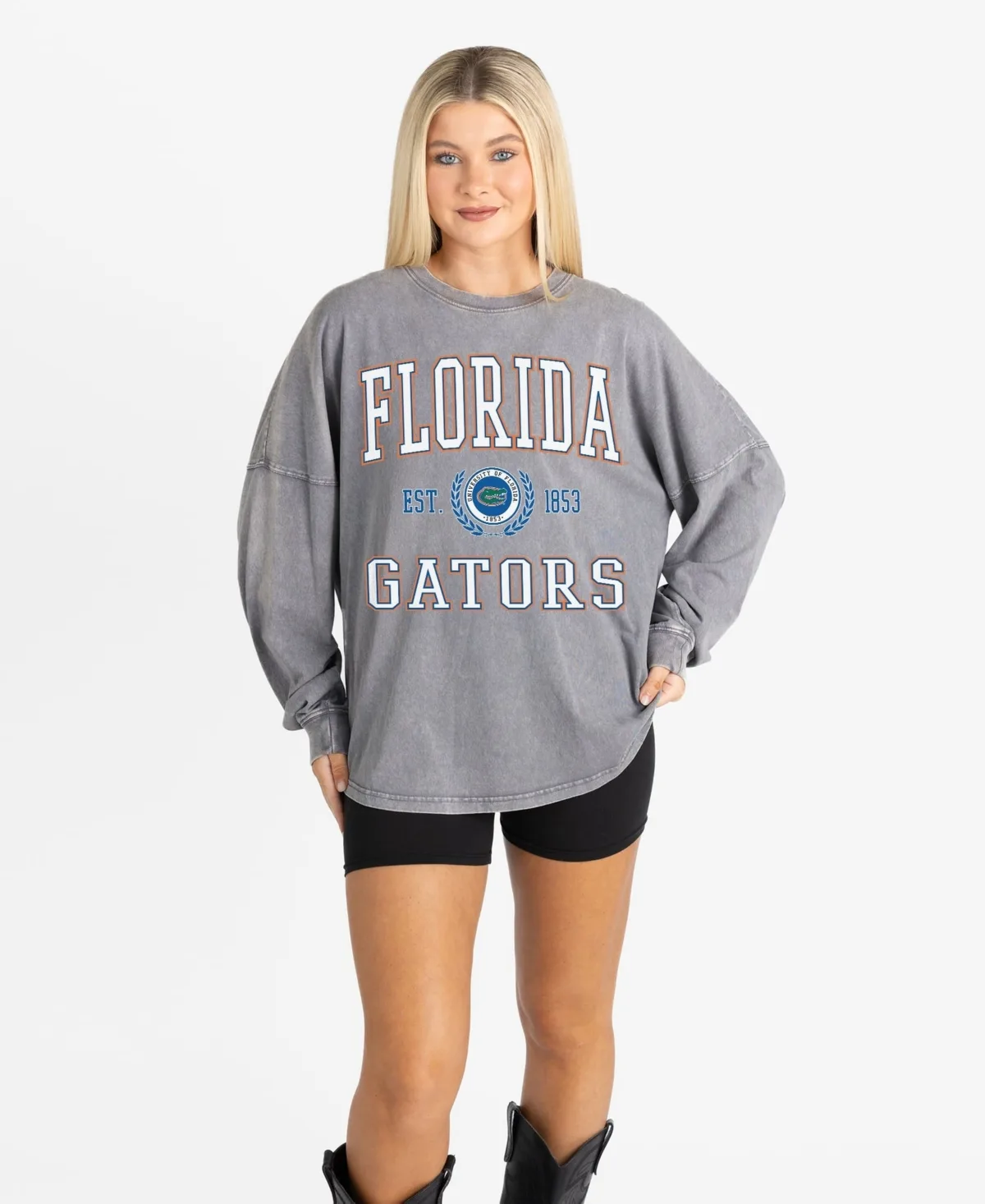 Florida Gators Oversized Final Score Snow Wash Long-Sleeve T-Shirt