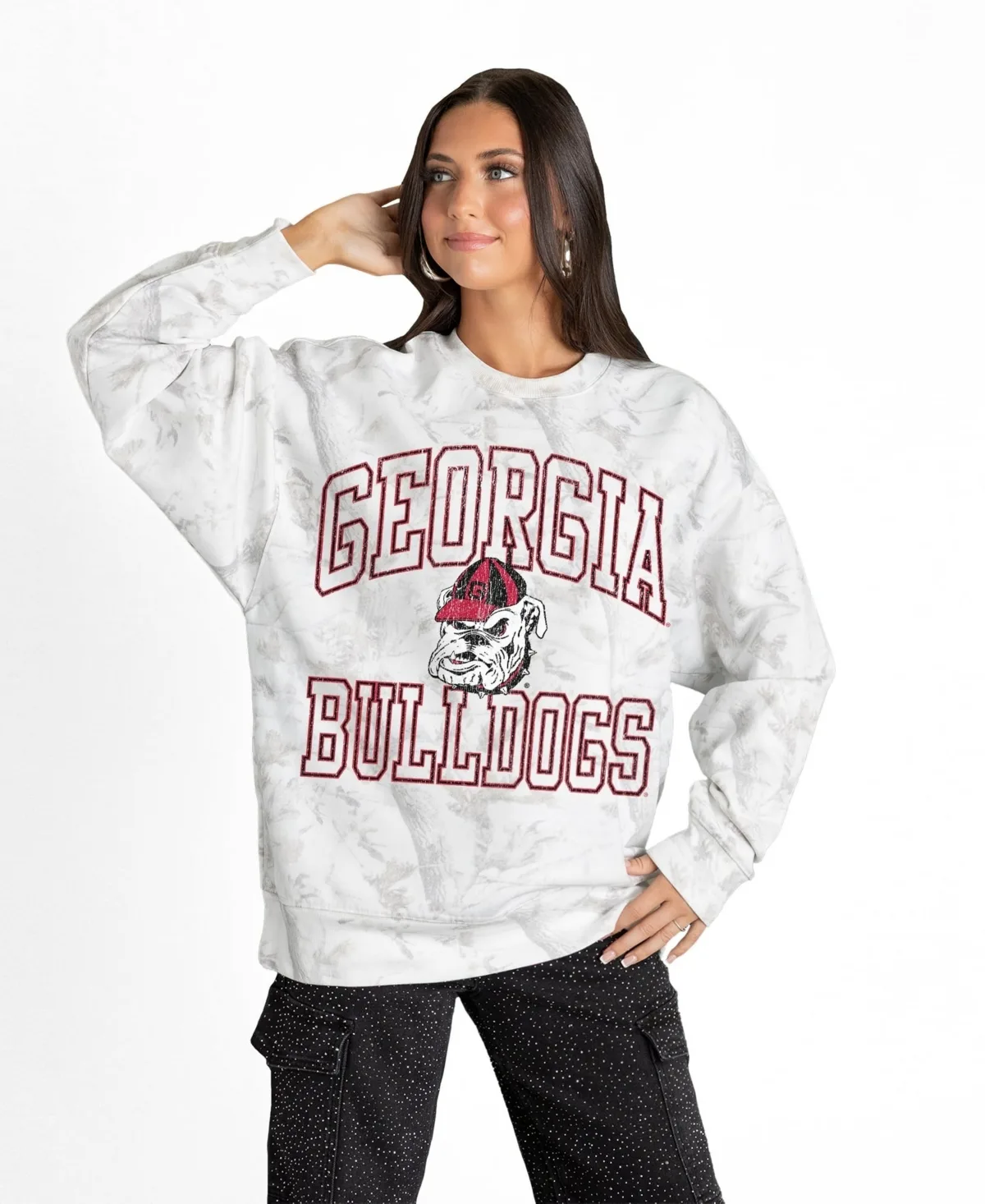 Georgia Bulldogs Whiteout Premium Fleece Camo Sweatshirt