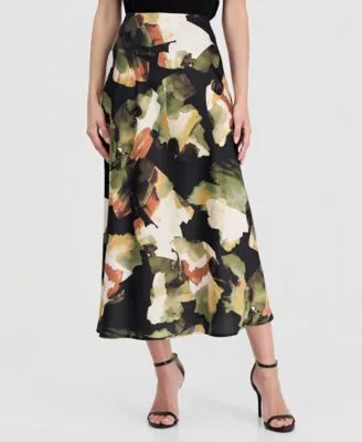 Printed Pull on Bias Skirt by Anne Klein