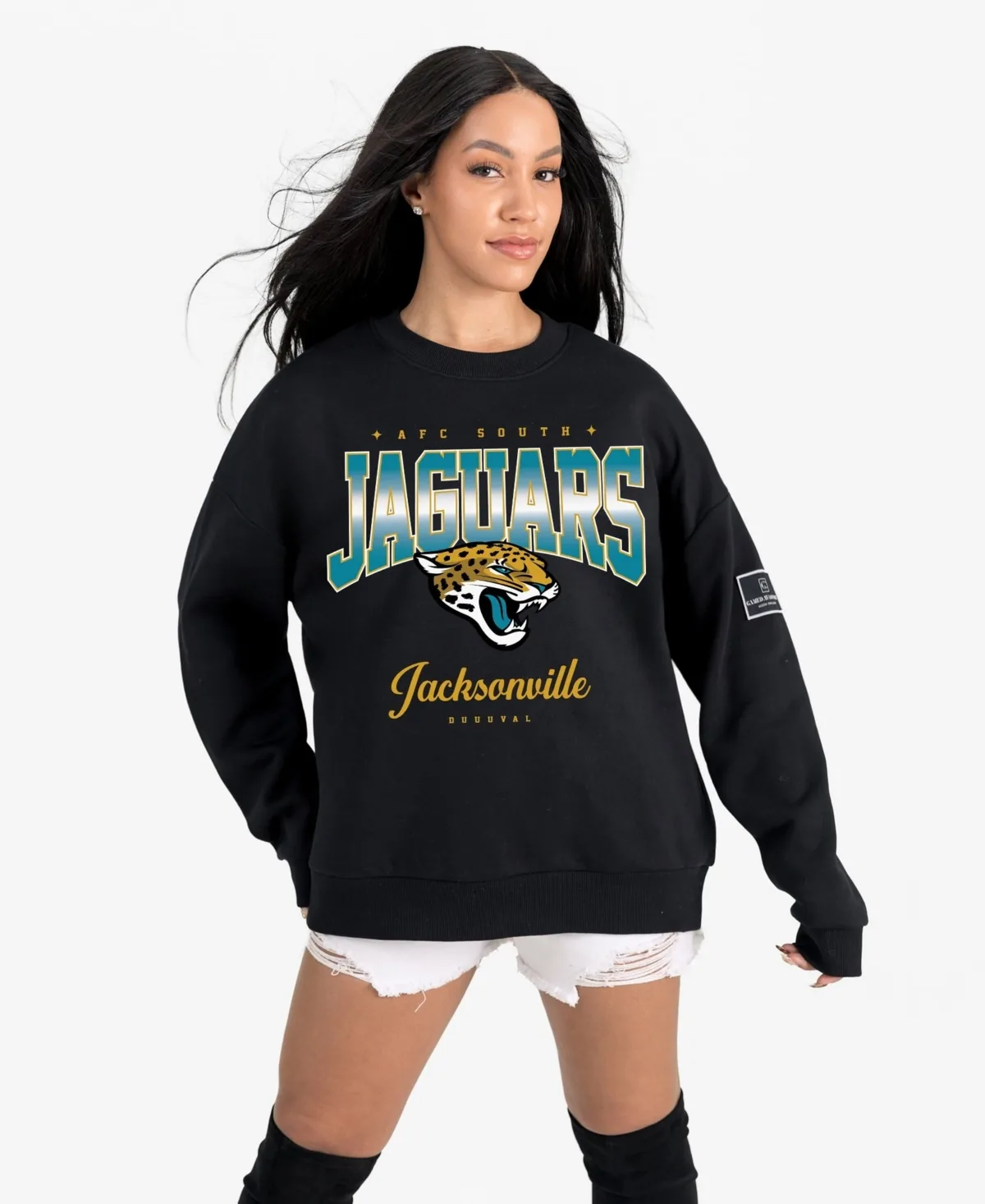 Jacksonville Jaguars Powerhouse Play Premium Fleece Sweatshirt by Gameday Couture