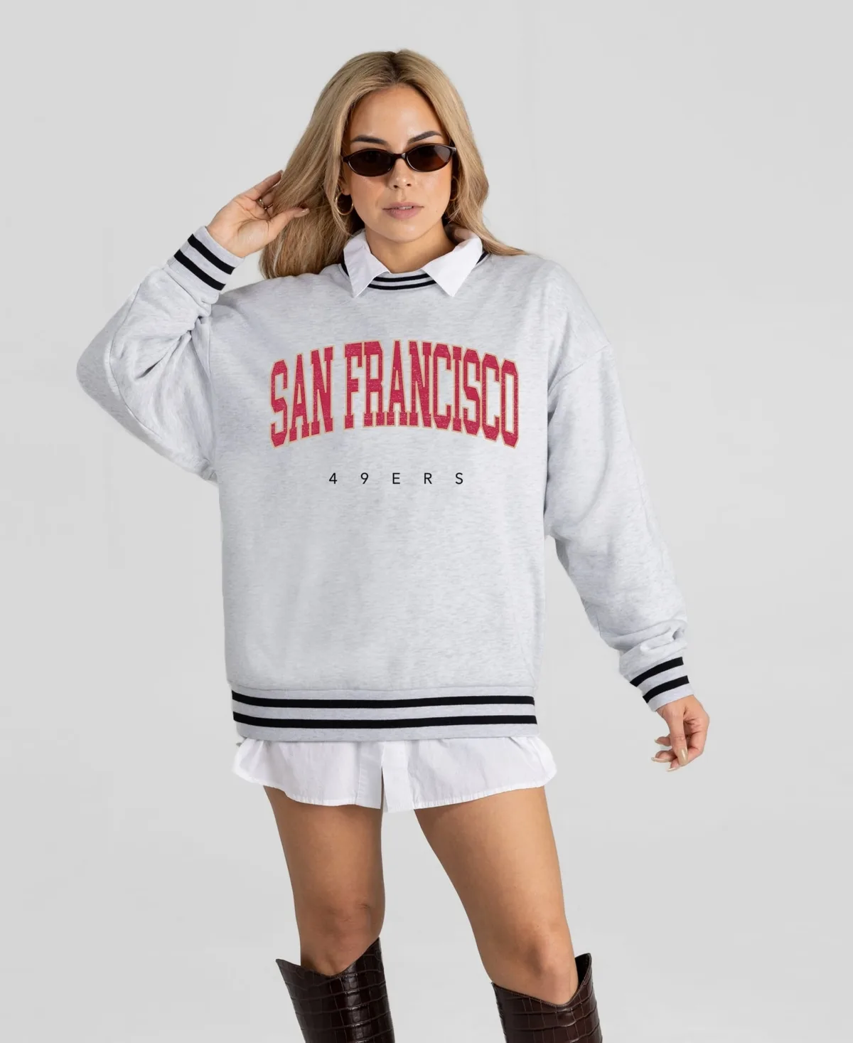 San Francisco 49ers Oversized Easy Energy Ringer Stripe Sweatshirt