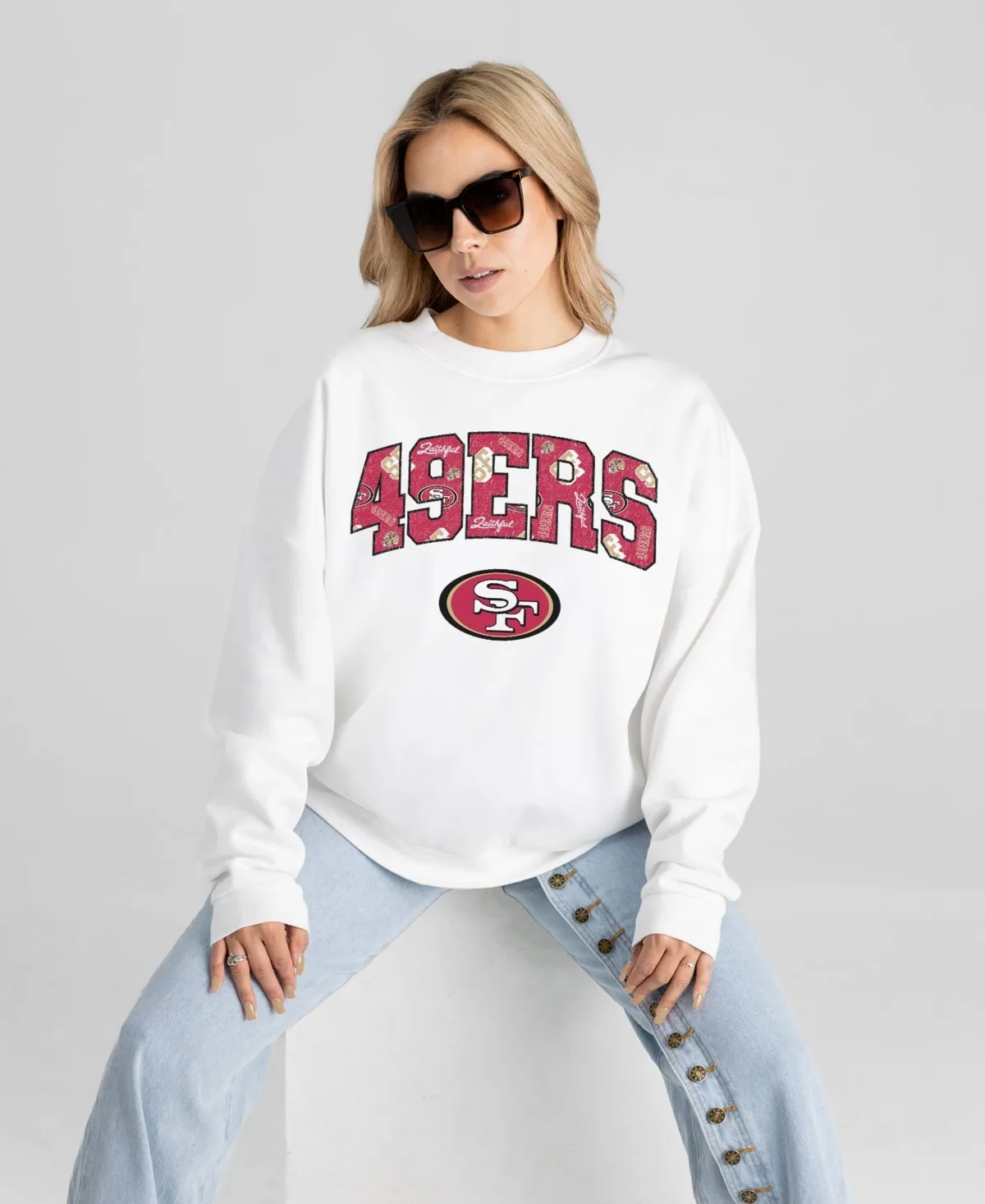 San Francisco 49ers Sweet Play Oversized Premium Drop Shoulder Sweatshirt