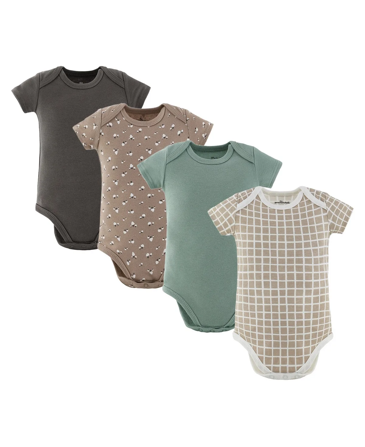 Earthy Neutral Short-Sleeved Envelope Neckline Bodysuits by The Peanutshell