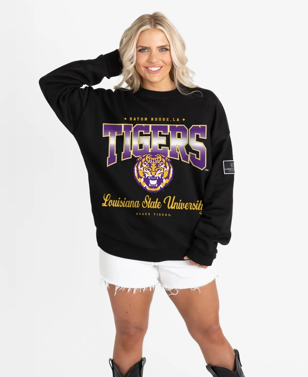Lsu Tigers Oversized Powerhouse Play Black Label Premium Fleece Sweatshirt