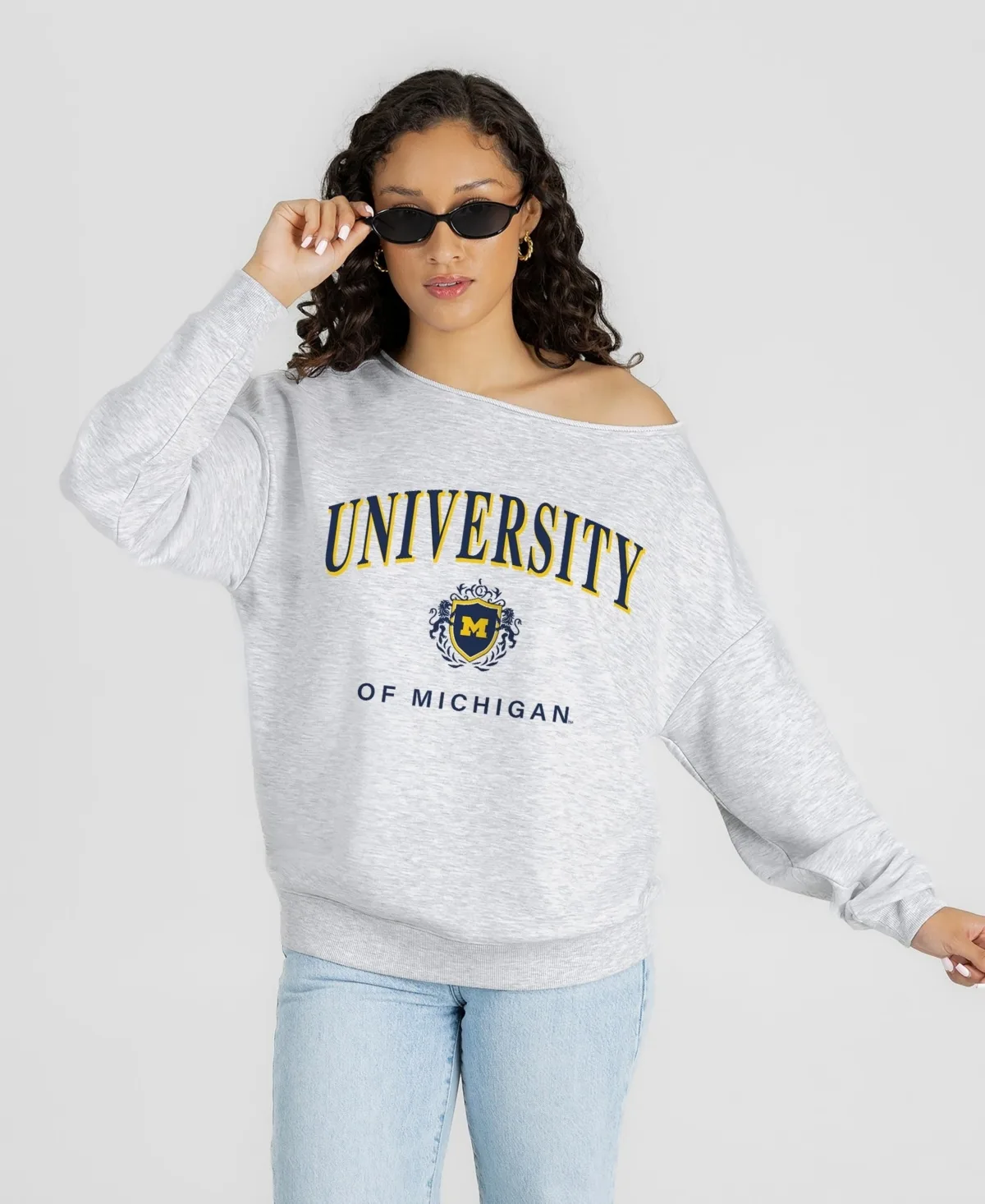 Michigan Wolverines Offsides Energy Off-Shoulder Sweatshirt