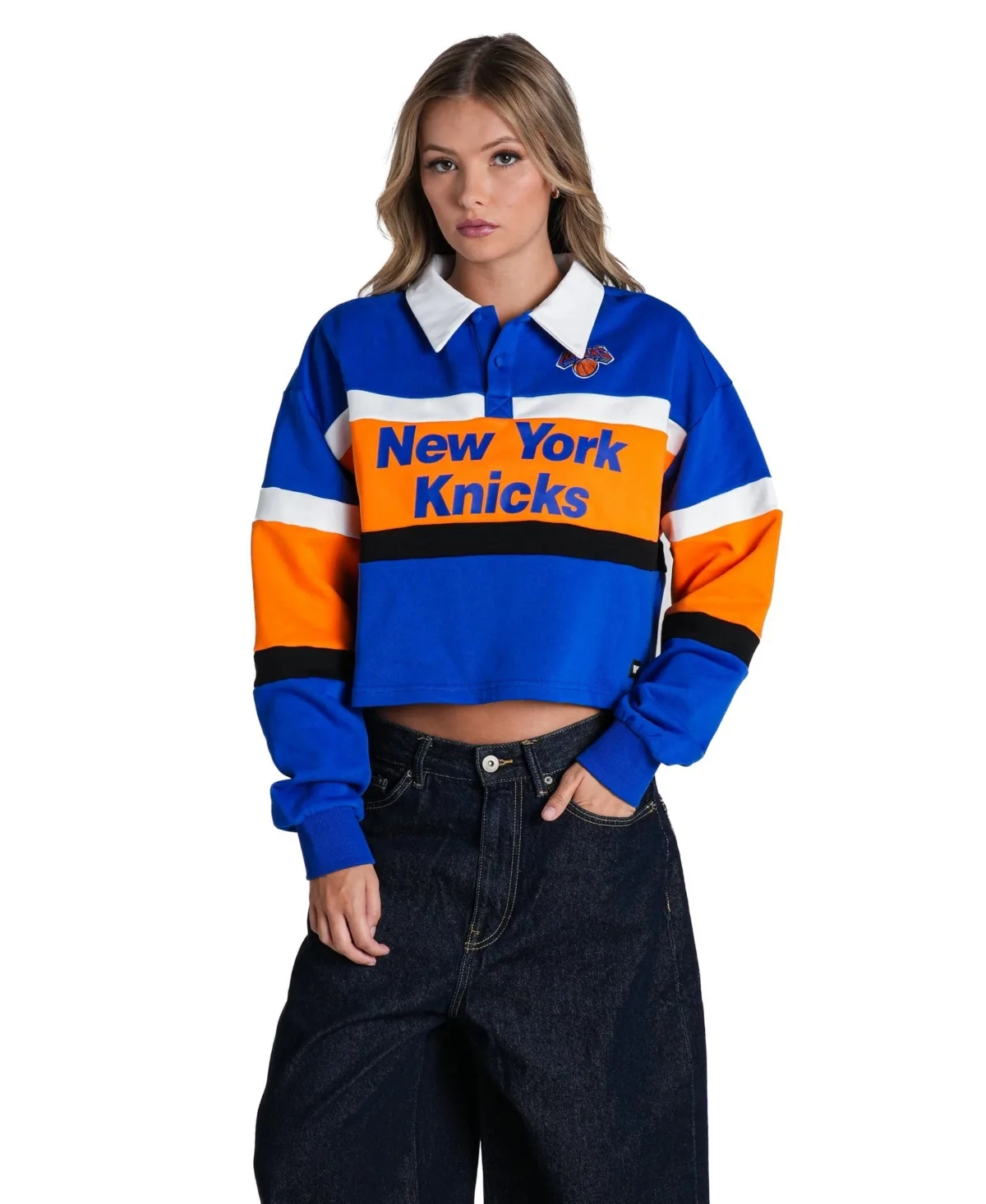 New York Knicks Long-Sleeve Crop Polo by The Wild Collective