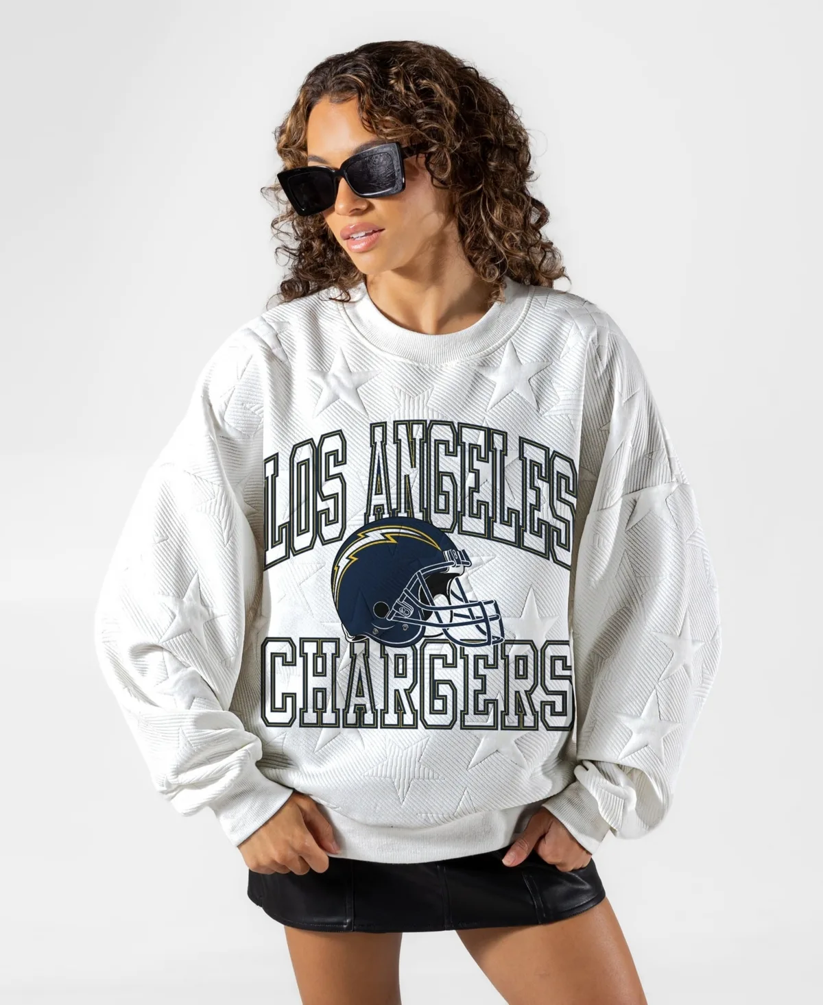 Los Angeles Chargers Big Play Energy Tonal Star Embossed Sweatshirt