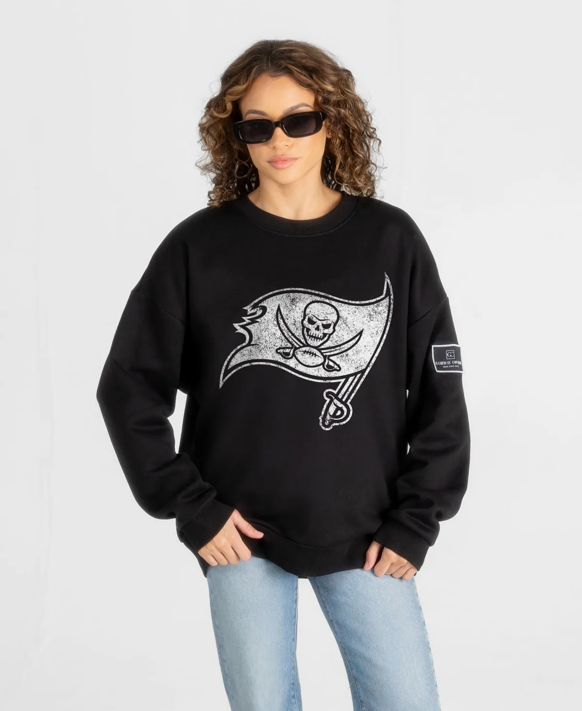 Tampa Bay Buccaneers Bold Move Black Label Premium Drop Shoulder Sweatshirt