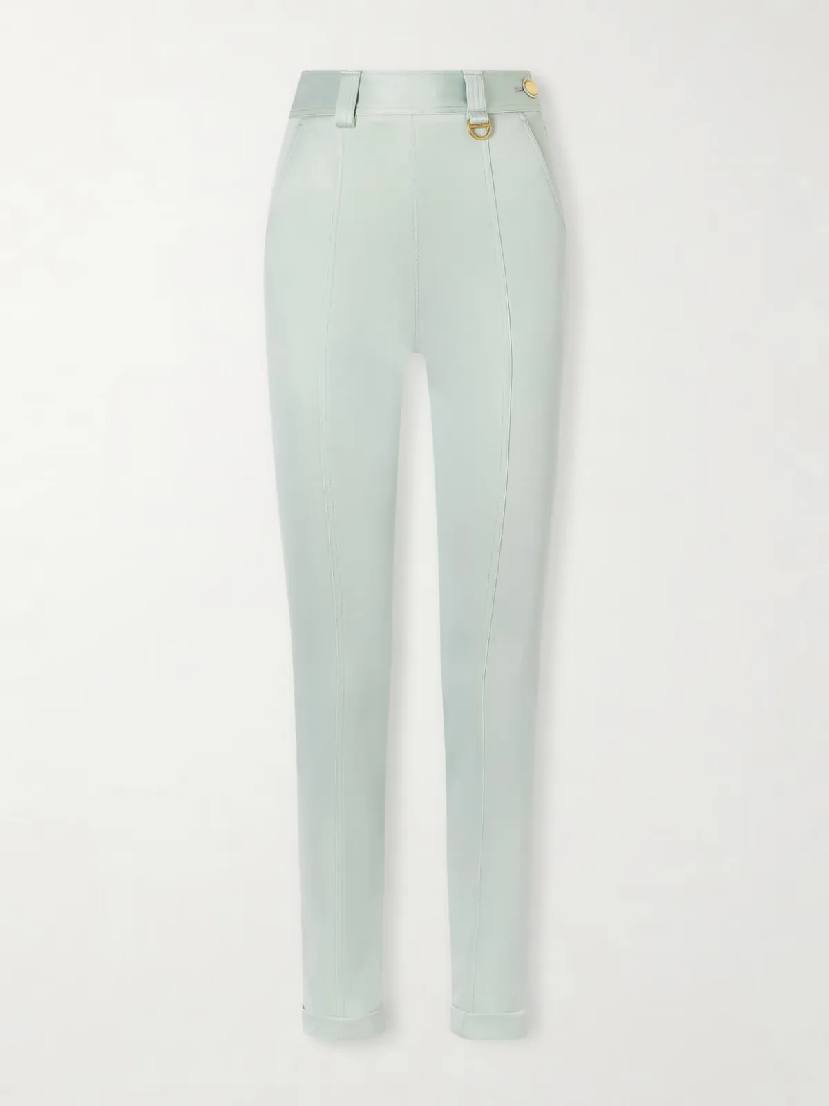 - Cropped Satin-trimmed Stretch-jersey Leggings -