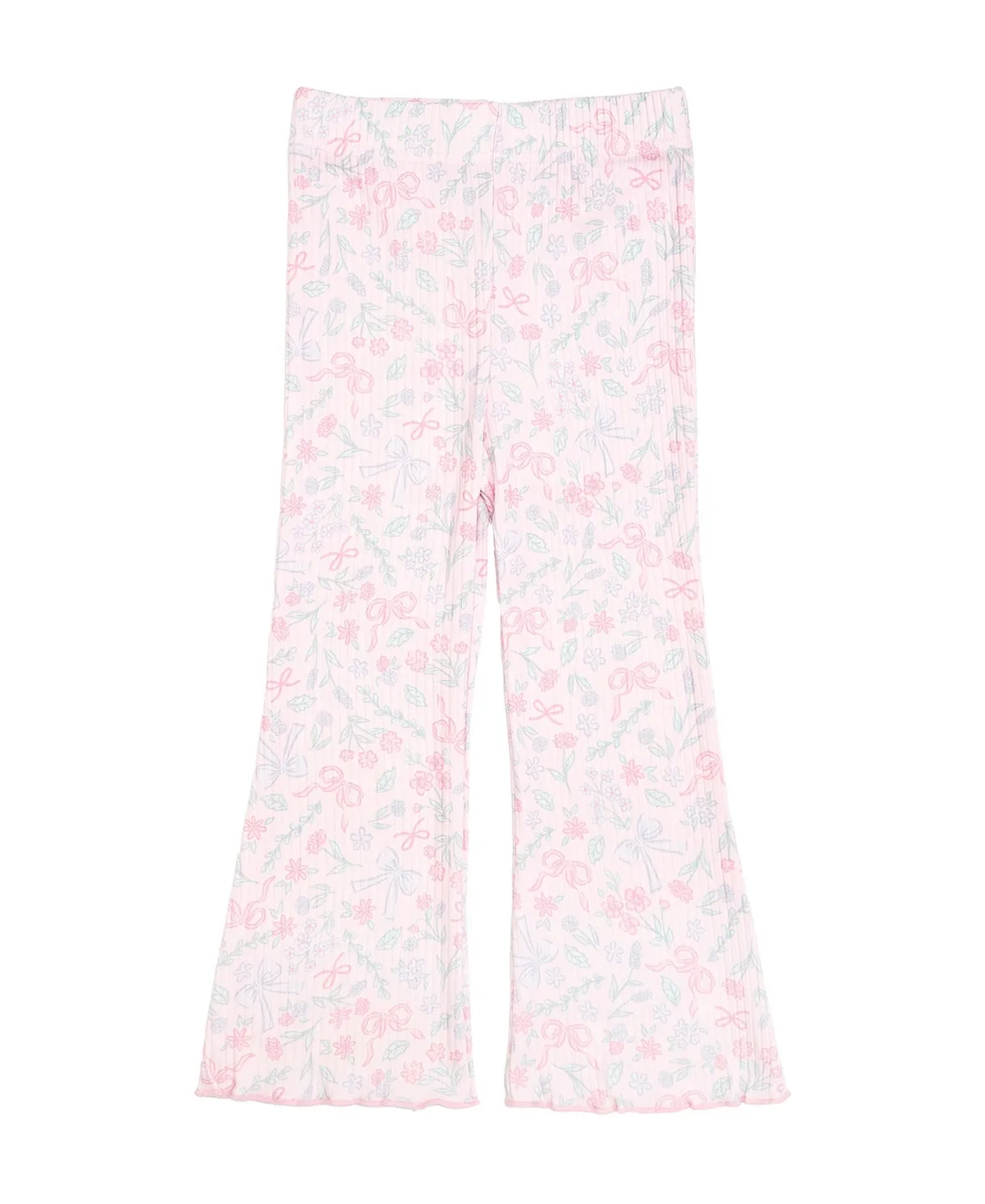Bow and Bloom Print Flared-Leg Leggings by Sweet Wink