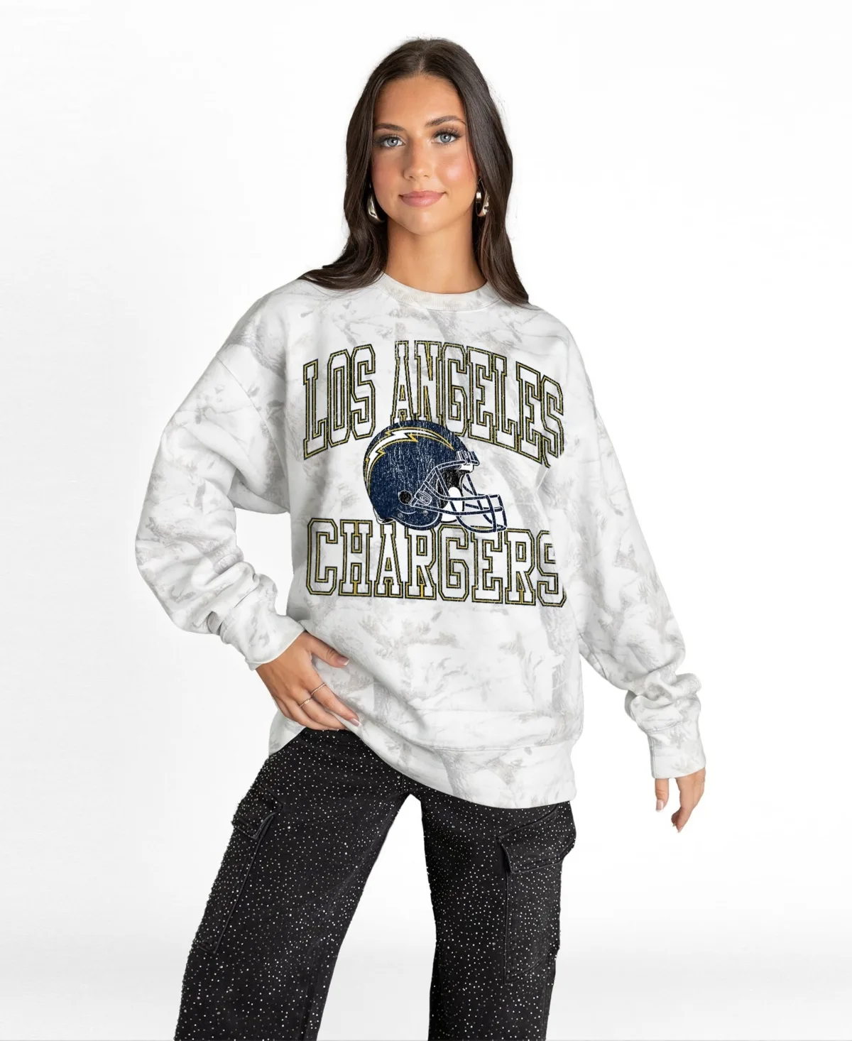 Los Angeles Chargers Whiteout Oversized Premium Fleece Sweatshirt