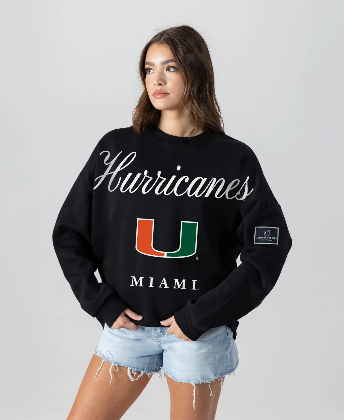 Miami Hurricanes Oversized Legacy Club Black Label Premium Fleece Sweatshirt
