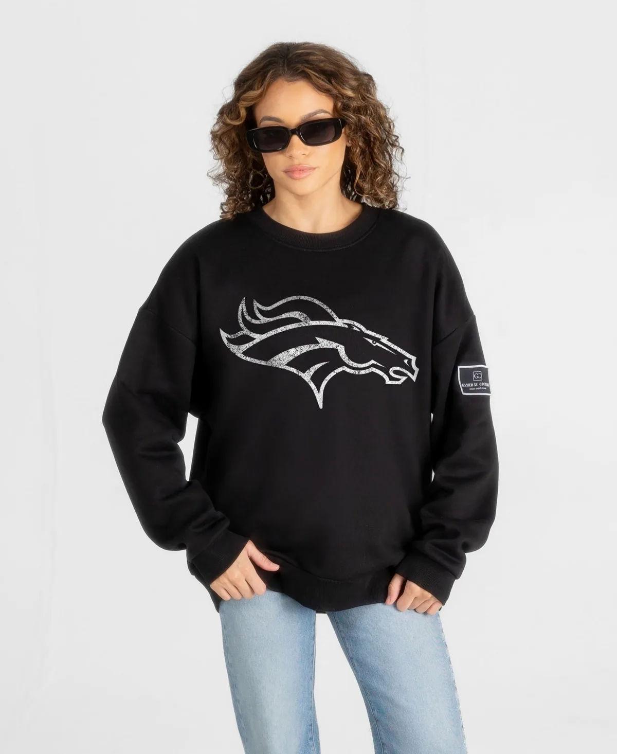 Denver Broncos Bold Move Black Label Premium Drop Shoulder Sweatshirt
