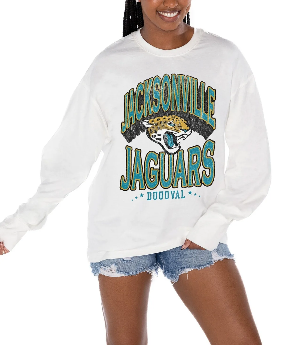 Jacksonville Jaguars Time Out Oversized Long-Sleeve T-Shirt by Gameday Couture