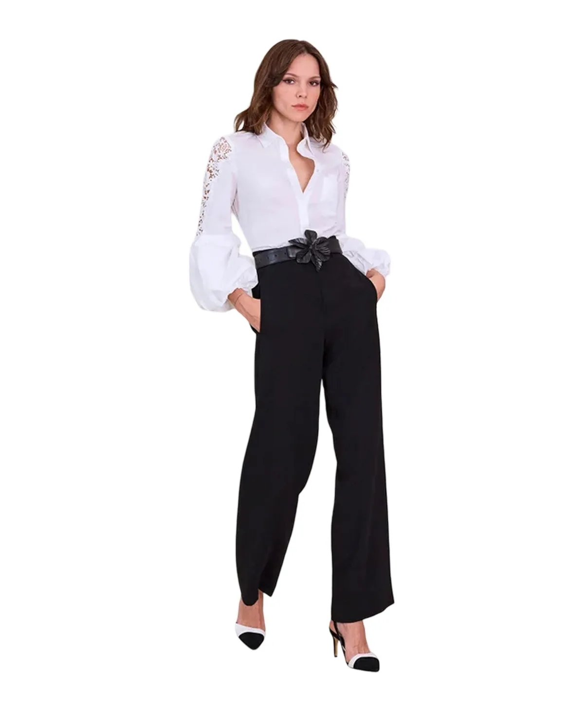 Laora Balloon-Sleeve Floral-Embroidery Blouse by Anne Fontaine