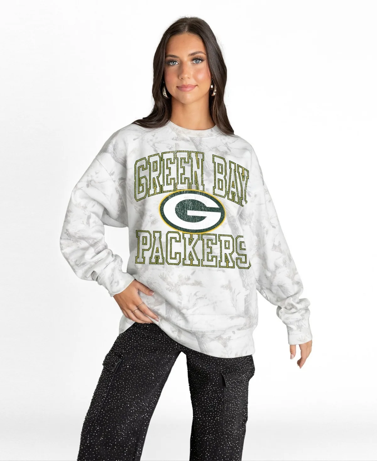 Green Bay Packers Whiteout Oversized Premium Fleece Sweatshirt