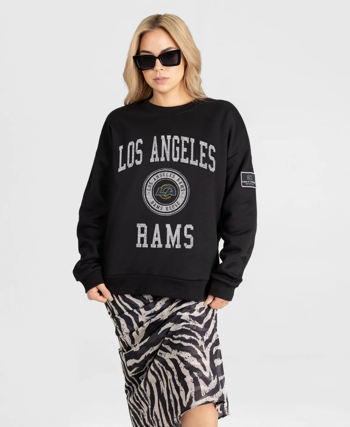 Los Angeles Rams Fierce Flow Black Label Premium Drop Shoulder Sweatshirt