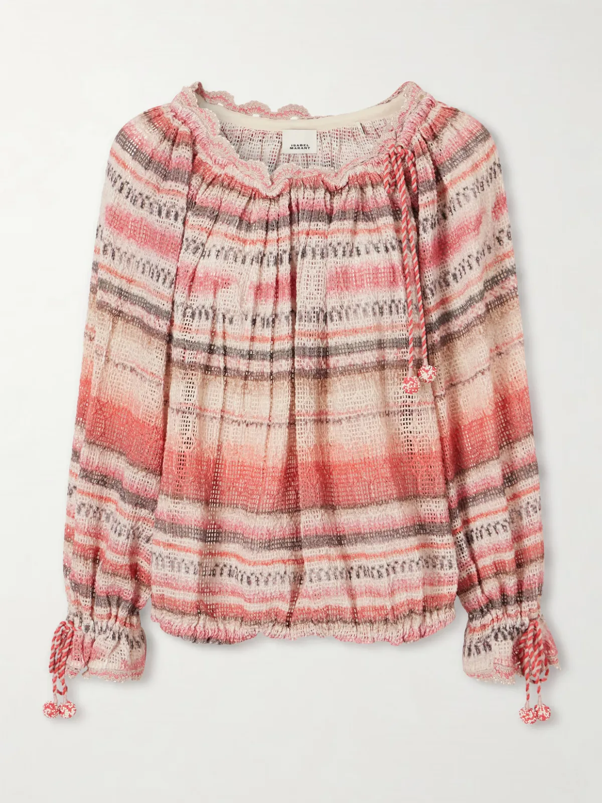- Nalyna Striped Crocheted Cotton-blend Sweater - by Isabel Marant