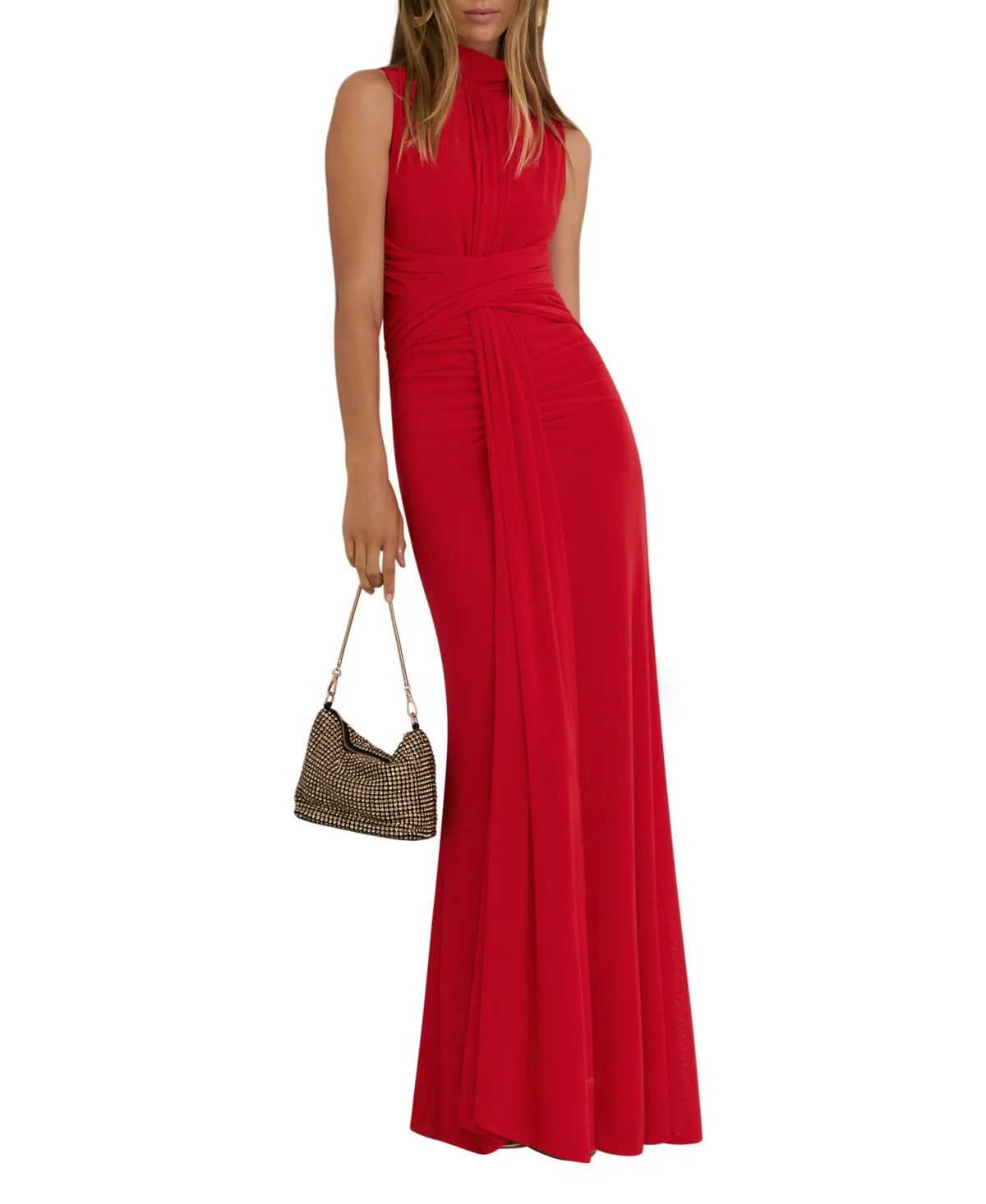 Starla Halter Maxi Ruched Gown by Reiss