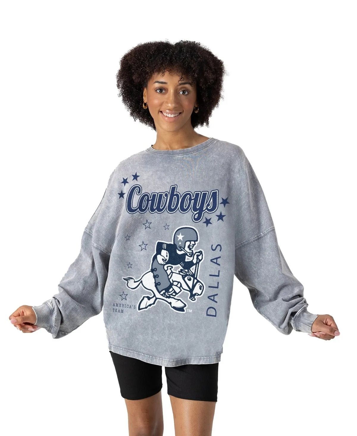 Dallas Cowboys Starbound Oversized Snow Wash Long-Sleeve T-Shirt