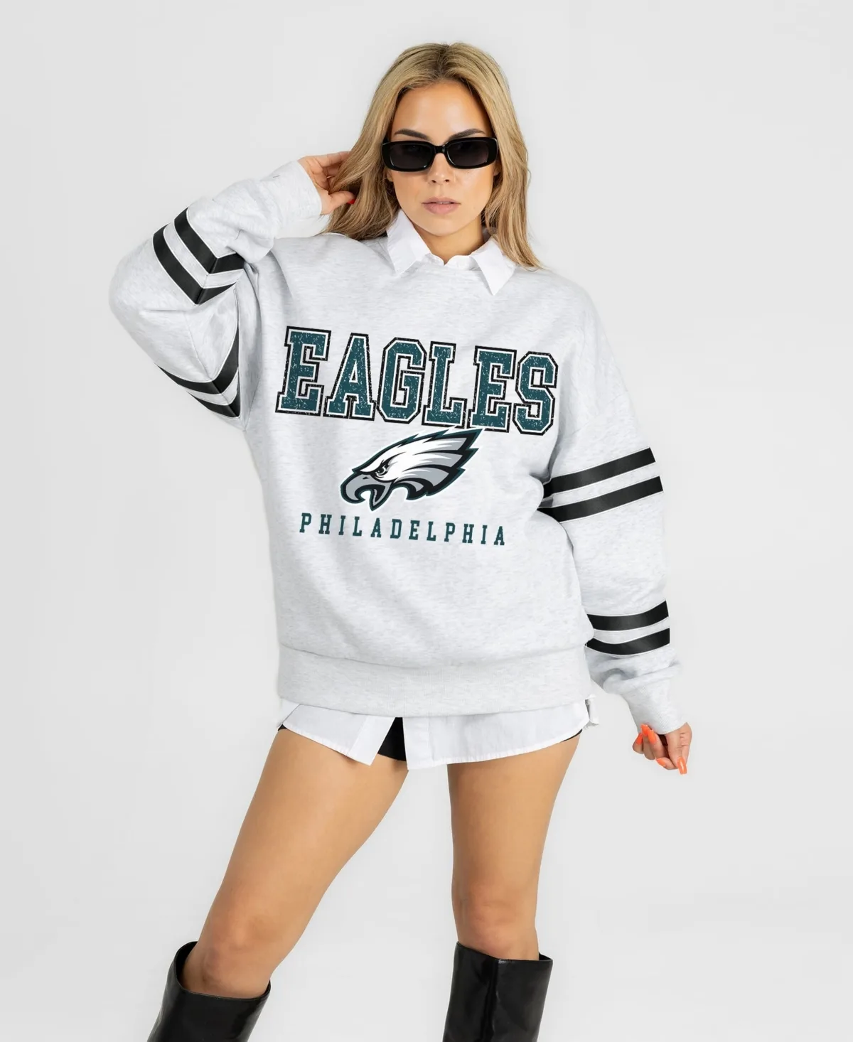 Philadelphia Eagles Stadium Stripes Oversized Fleece Sweatshirt