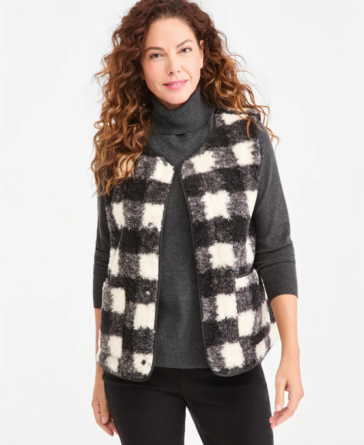 Plaid Sherpa Vest by Style & Co