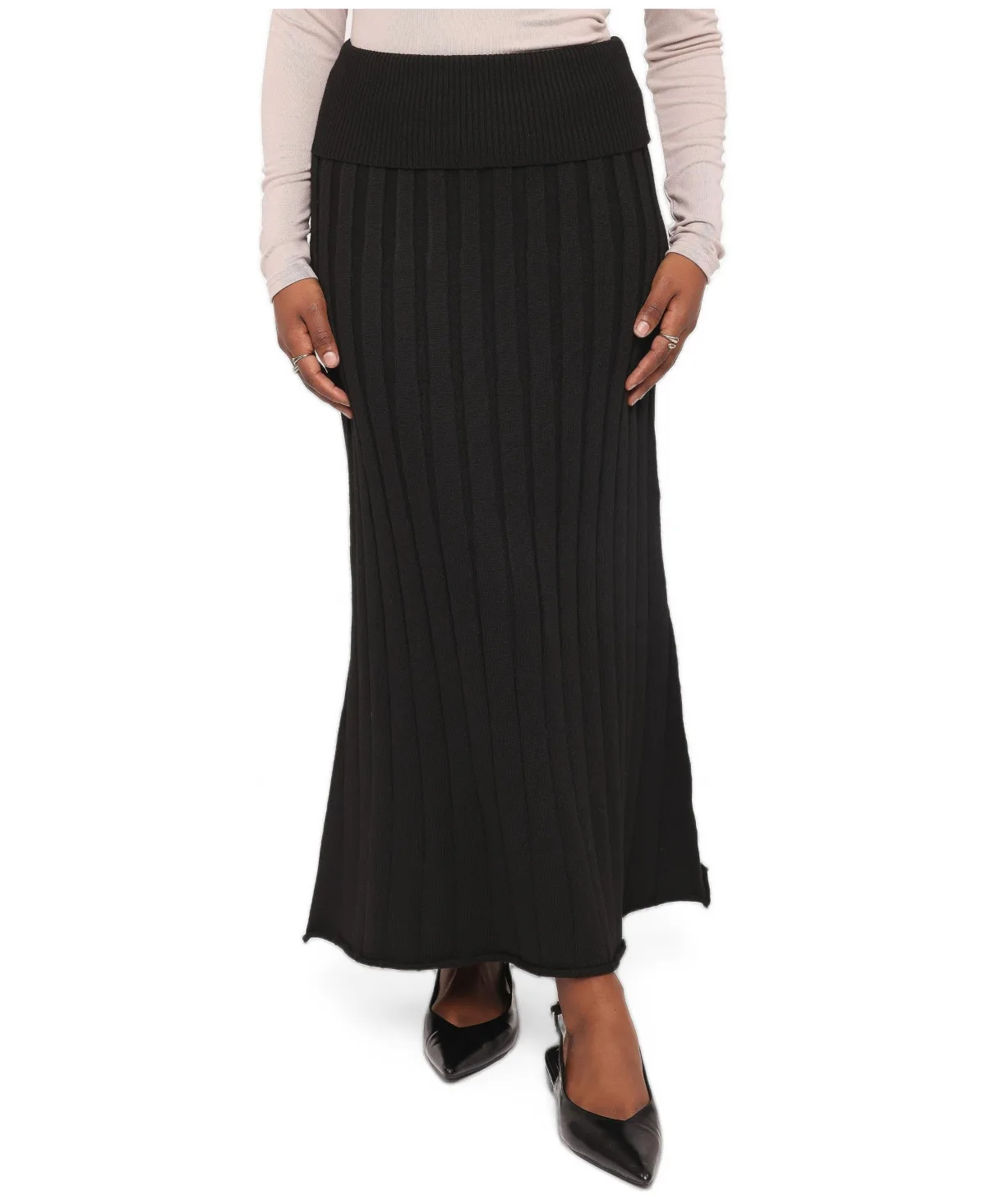 Vilma Pleated Midi High-Waisted Skirt by Petal and Pup