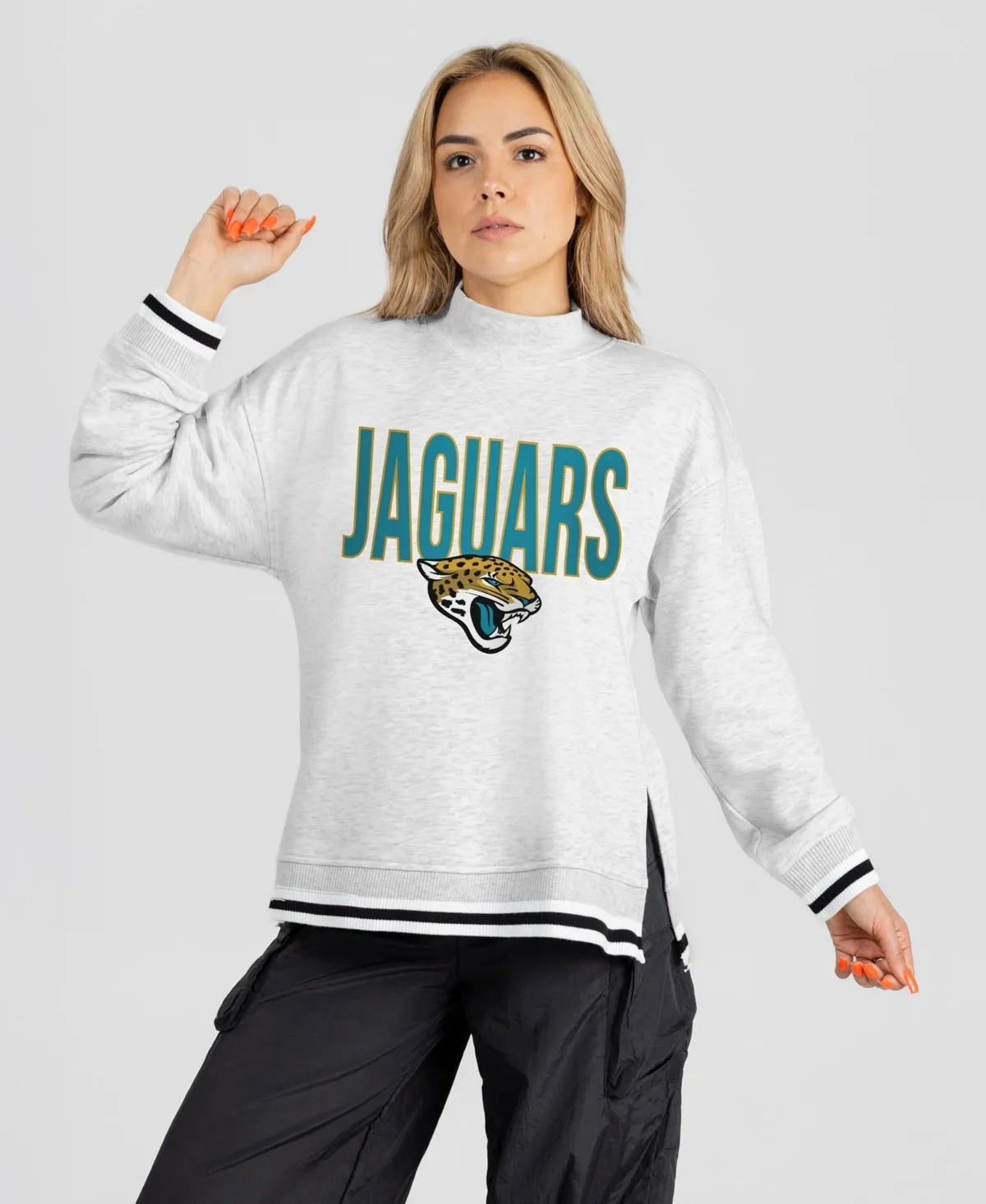 Jacksonville Jaguars Rally Point Contrast Stripe Mock Neck Sweatshirt by Gameday Couture
