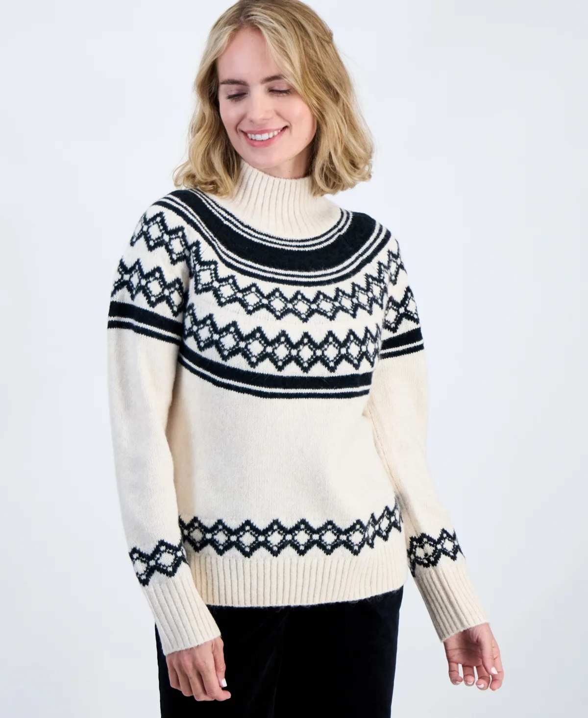 Alyssa Fair Isle Mockneck Sweater by Style & Co