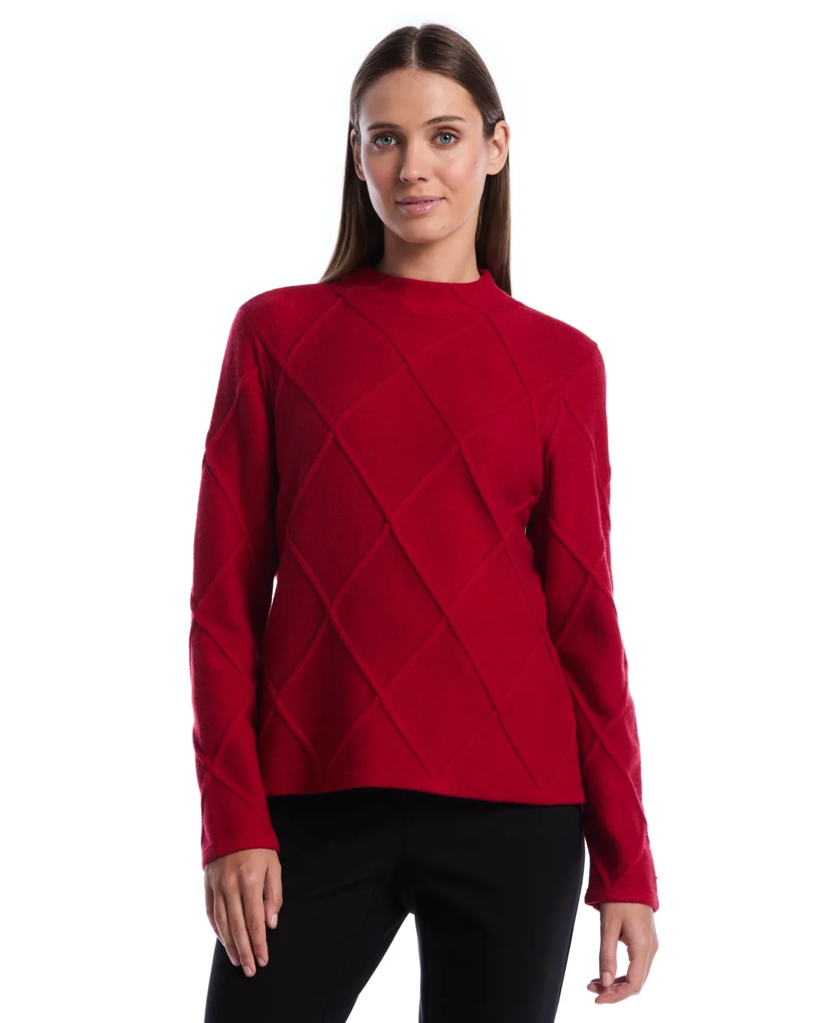 Mock Neck Long-Sleeve Pullover Sweater by Rafaella