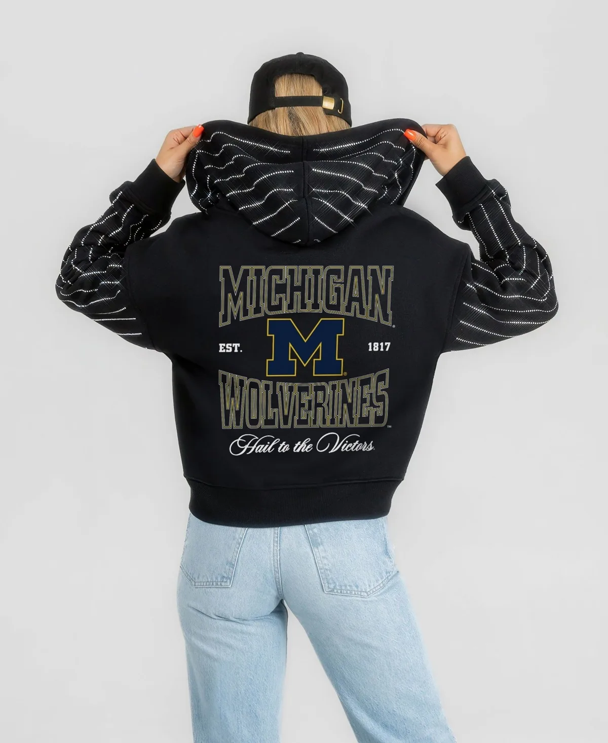 Michigan Wolverines Eyes on the Prize Mid-Crop Full-Zip Hoodie by Gameday Couture