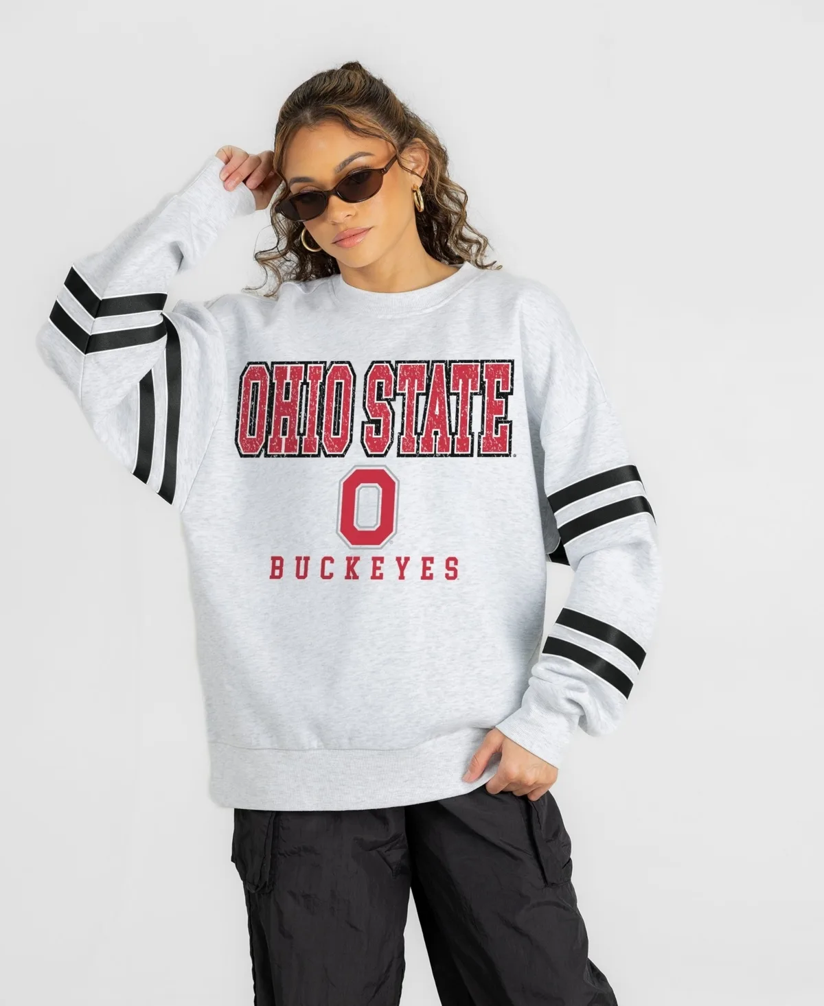 Ohio State Buckeyes Stadium Stripes Oversized Fleece Sweatshirt
