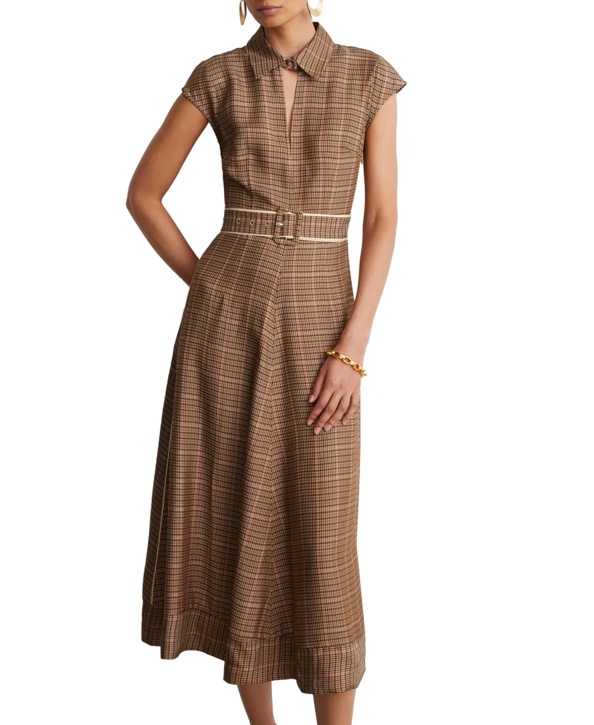 Sammie Plaid A-Line Midi Dress by Reiss