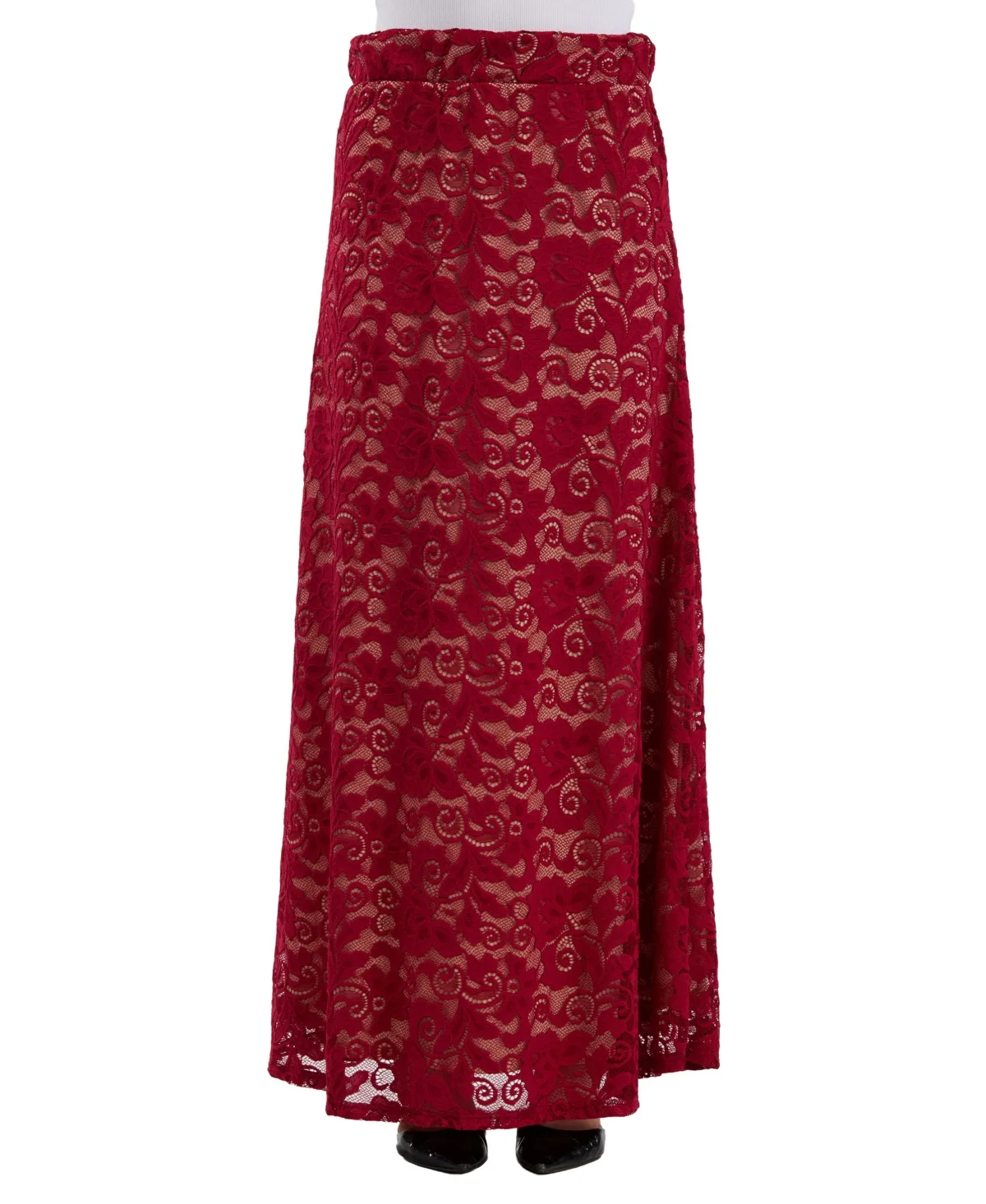 Lace A-Line Floral-Print Maxi Skirt by 24seven Comfort Apparel