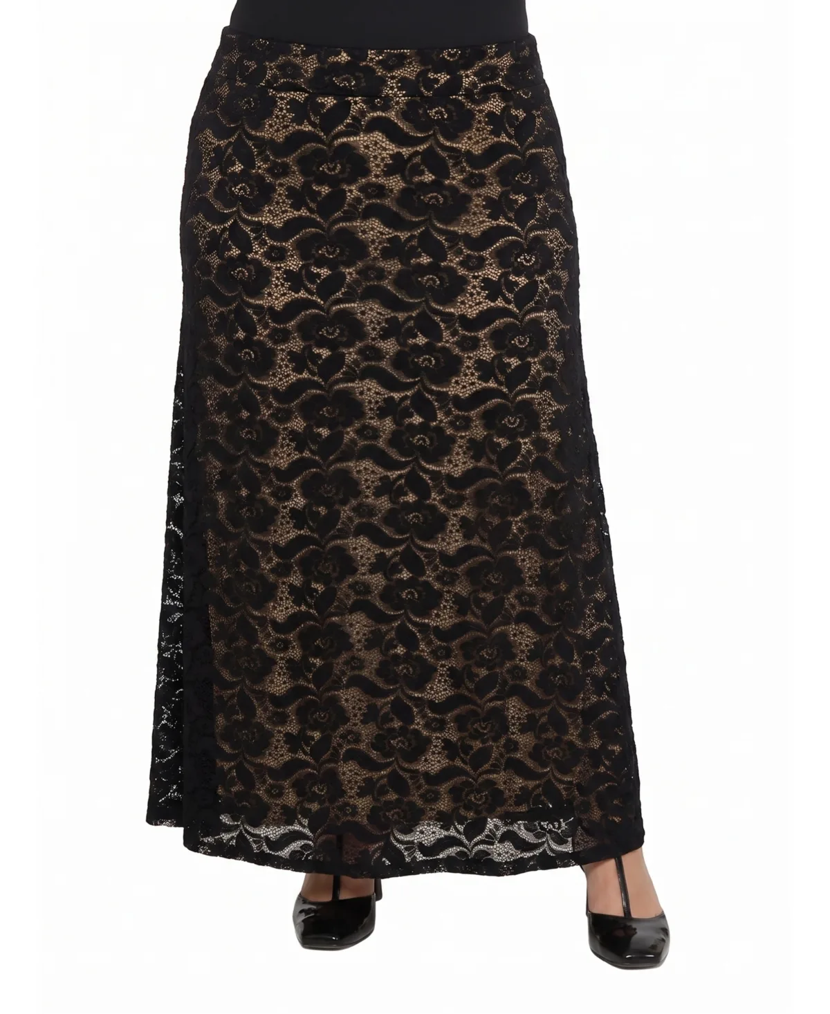 Lace A-Line Floral-Print Maxi Skirt by 24seven Comfort Apparel