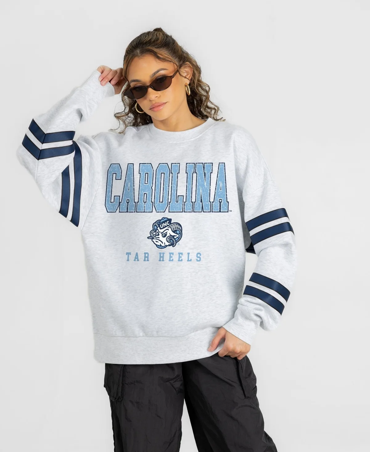 North Carolina Tar Heels Stadium Stripes Oversized Fleece Sweatshirt by Gameday Couture