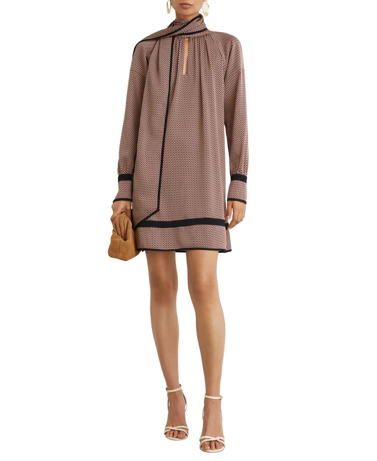 Alwen Mock Neck Long Sleeve Geometric Mini Dress by Reiss