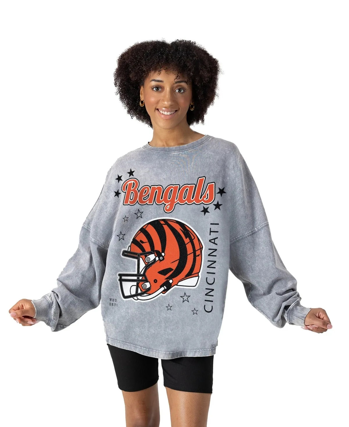 Cincinnati Bengals Starbound Oversized Snow Wash Long-Sleeve T-Shirt