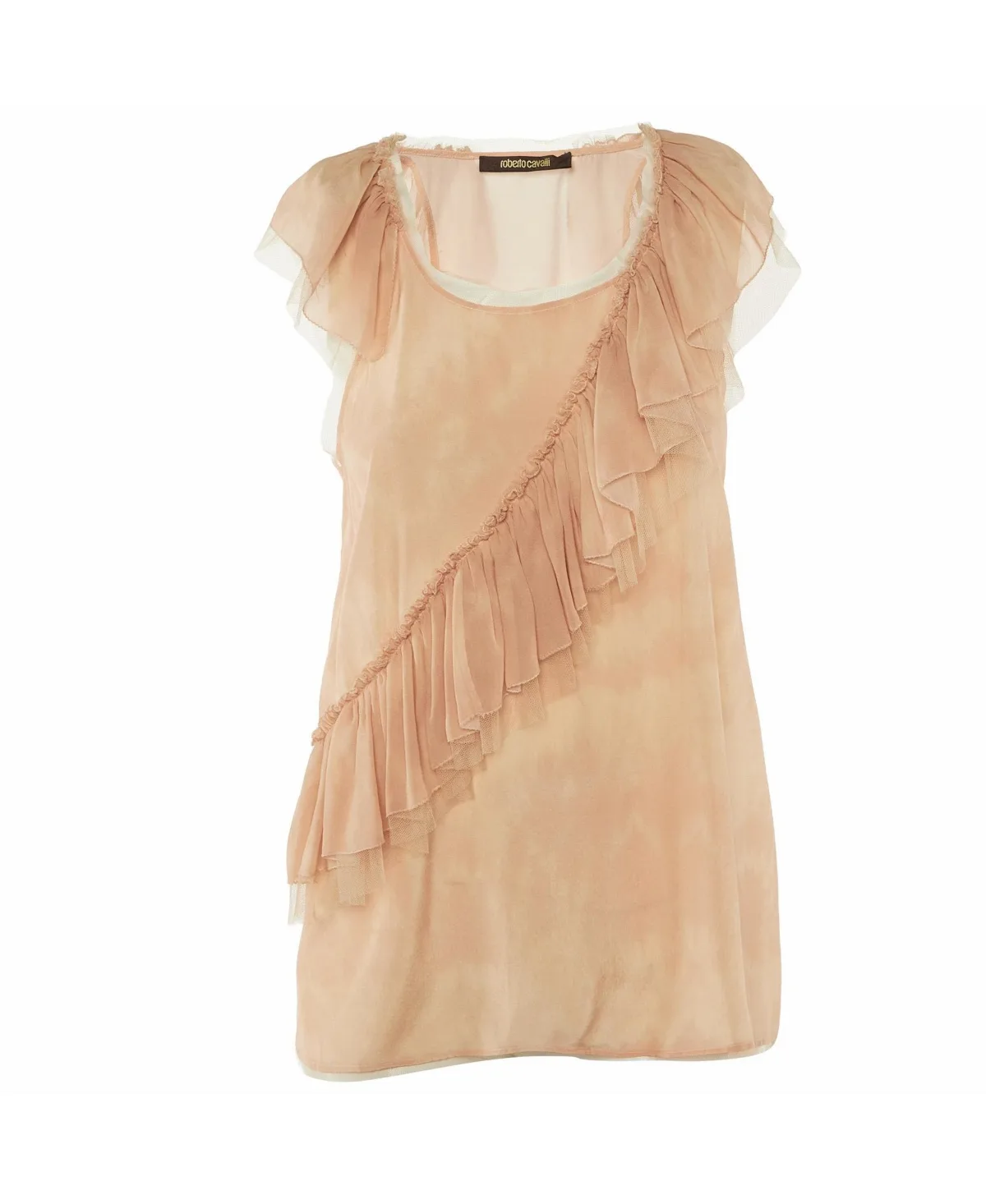 Pre-Owned Roberto Cavalli Tie-Dye Silk Asymmetrical Ruffle Top by Roberto Cavalli