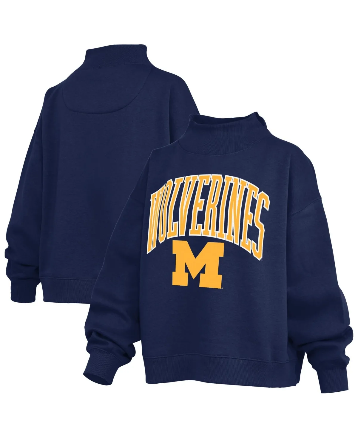 Michigan Wolverines Oversized Slogan Fleece Mock Neck Sweatshirt