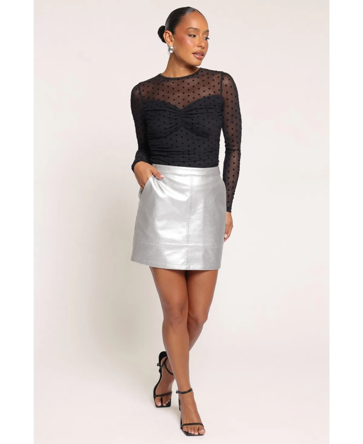 Carly A-Line Faux Leather Mini Skirt by Petal and Pup