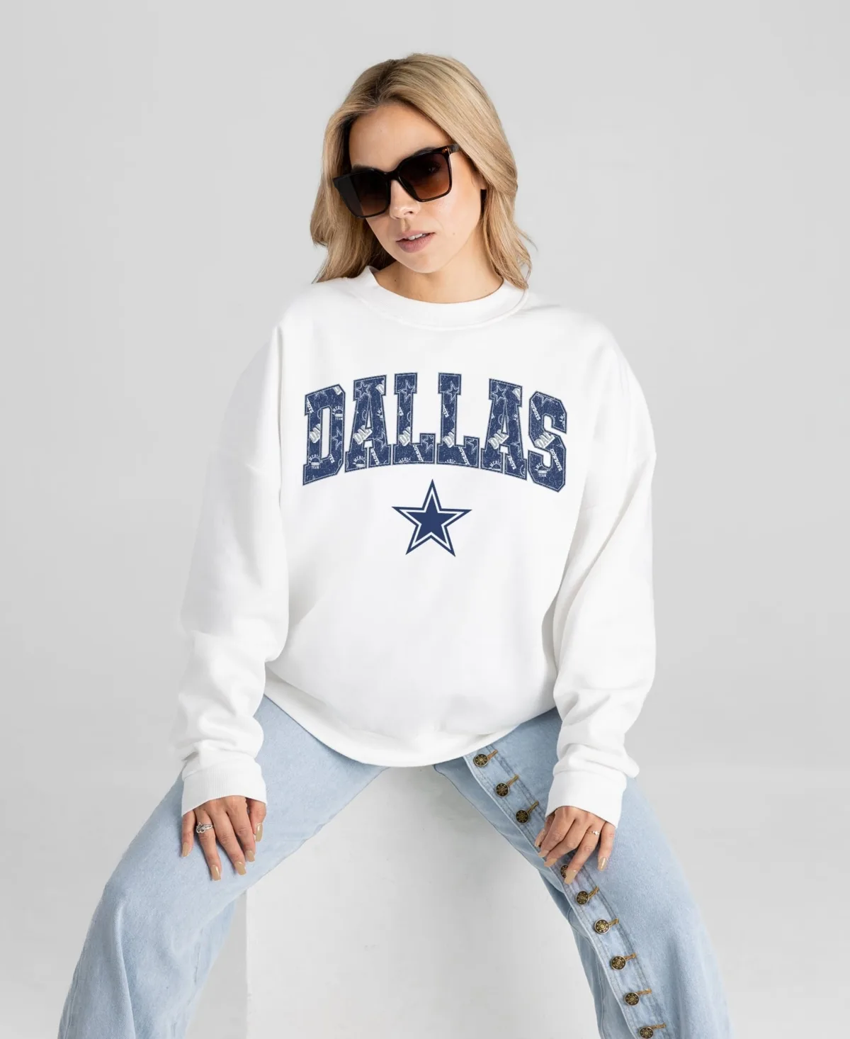 Dallas Cowboys Sweet Play Oversized Premium Drop Shoulder Sweatshirt