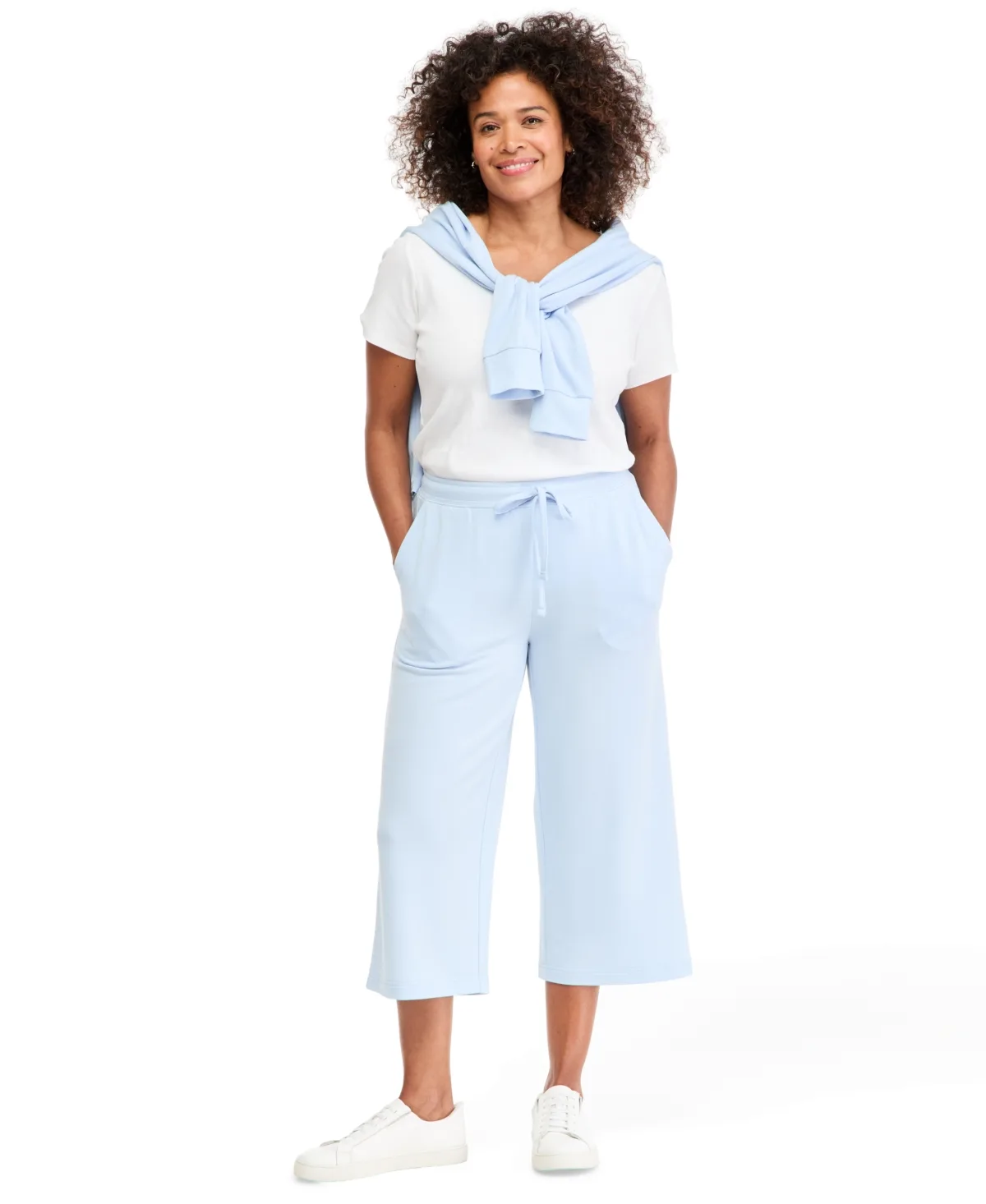 LuxLounge French Terry Wide-Leg Capri Pants