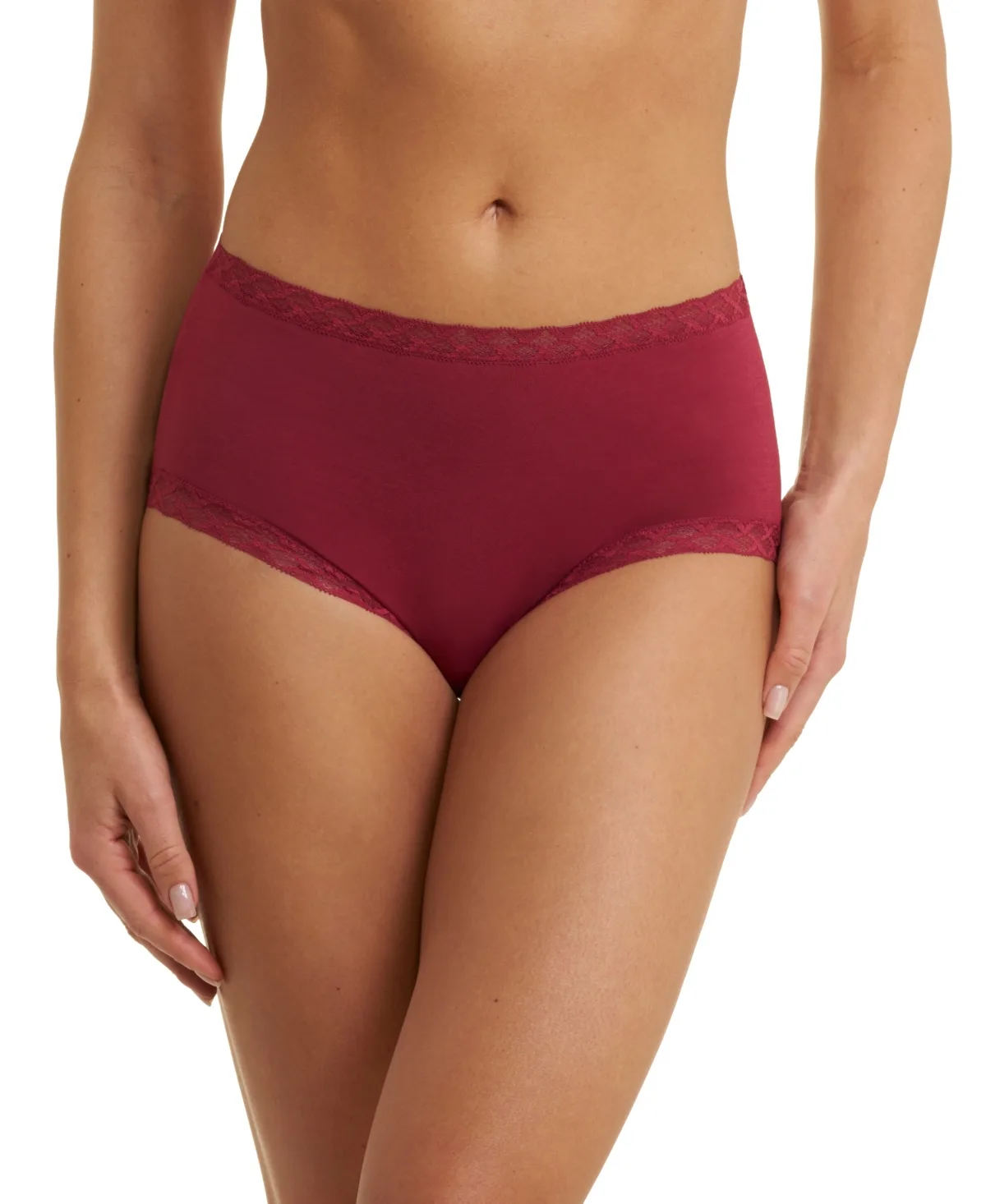 Bliss Lace-Trim High Rise Cotton Brief by Natori