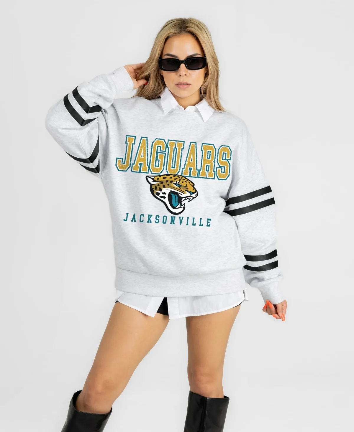 Jacksonville Jaguars Stadium Stripes Oversized Fleece Sweatshirt