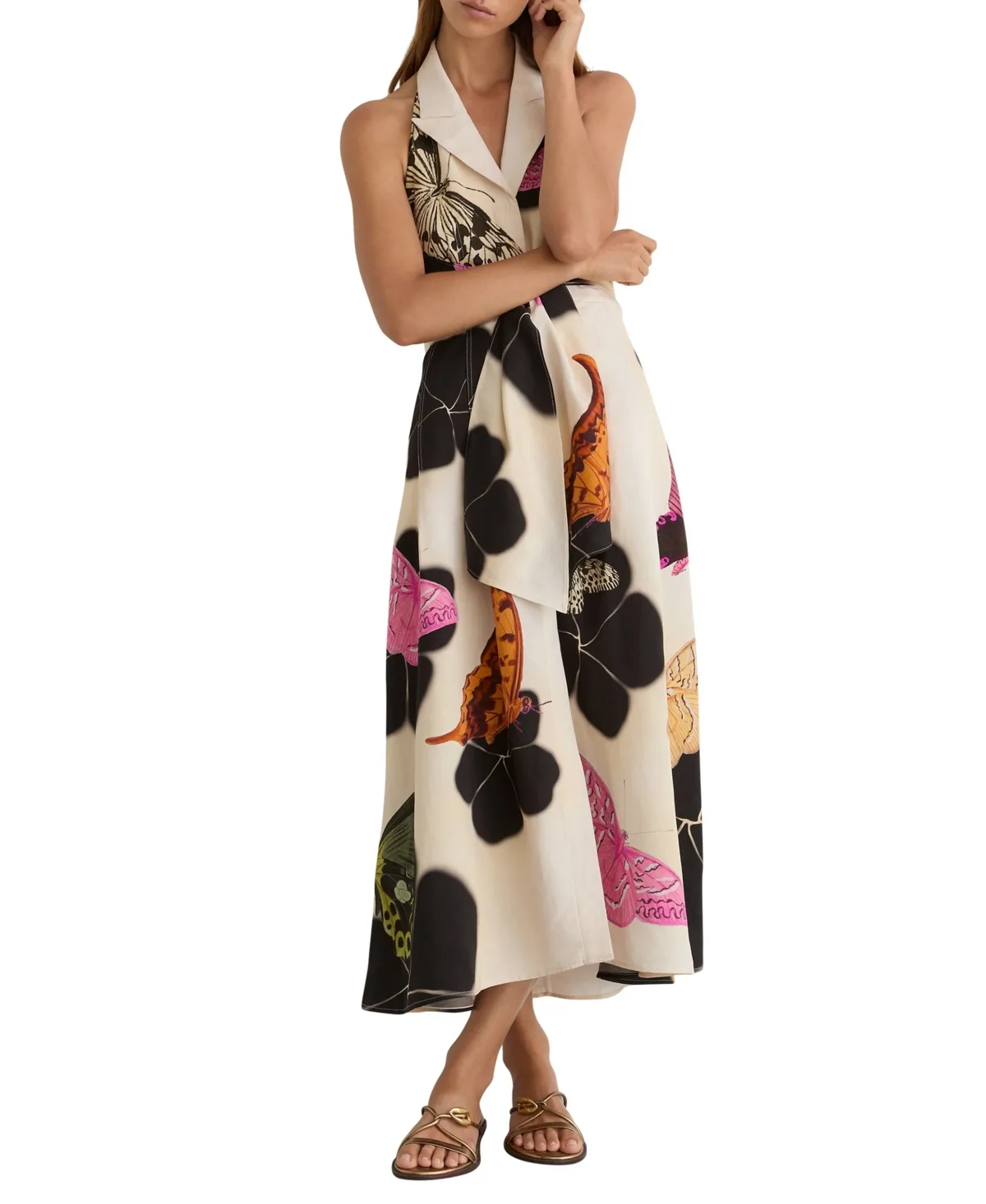 Azalea Printed Midi Dress by Reiss