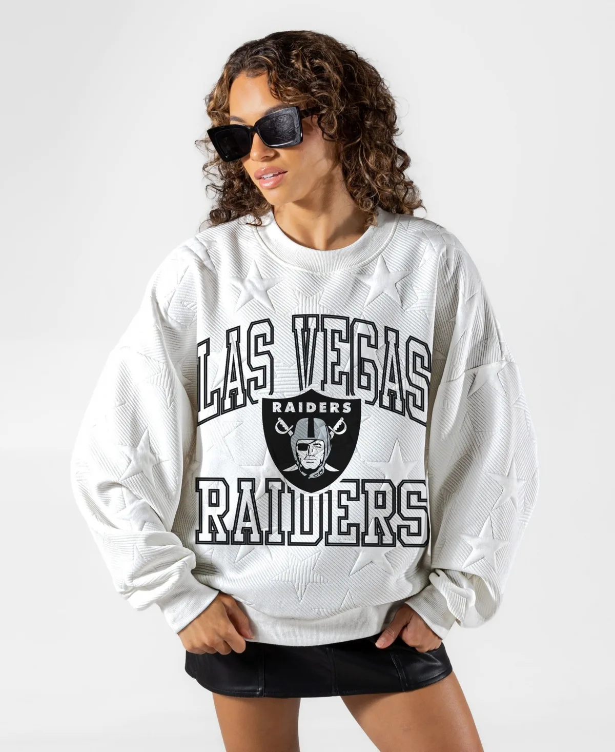 Las Vegas Raiders Big Play Energy Tonal Star Embossed Sweatshirt
