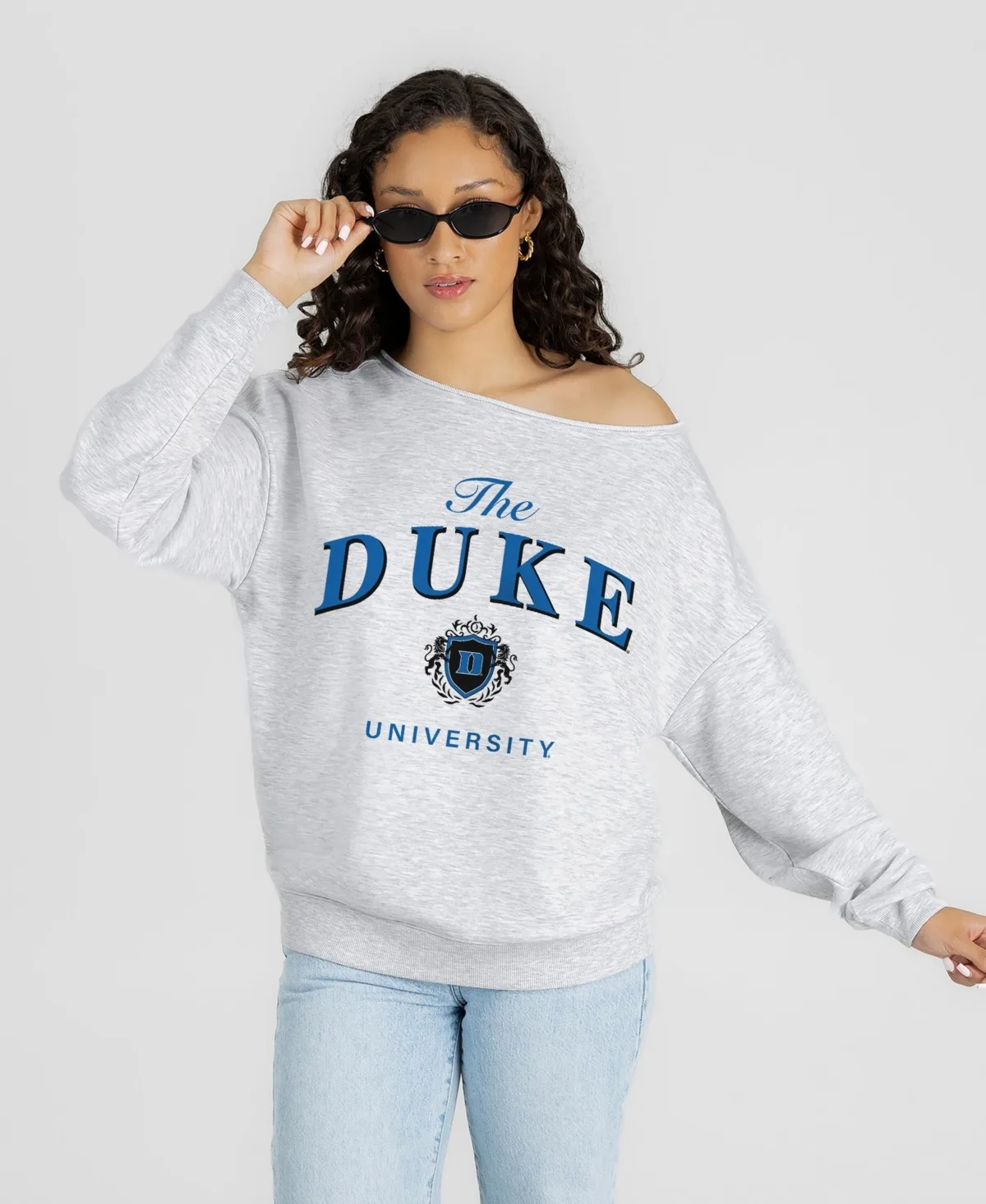 Duke Blue Devils Offsides Energy Off-Shoulder Sweatshirt
