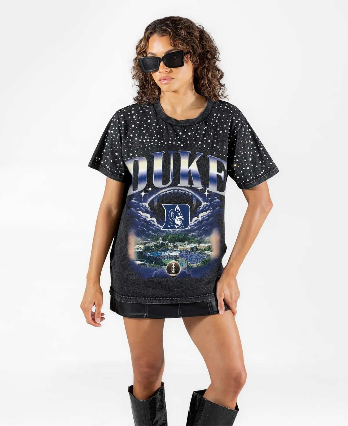 Duke Blue Devils Skys the Limit Washed Micro Rhinestone T-Shirt